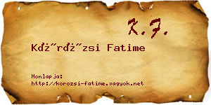Körözsi Fatime névjegykártya